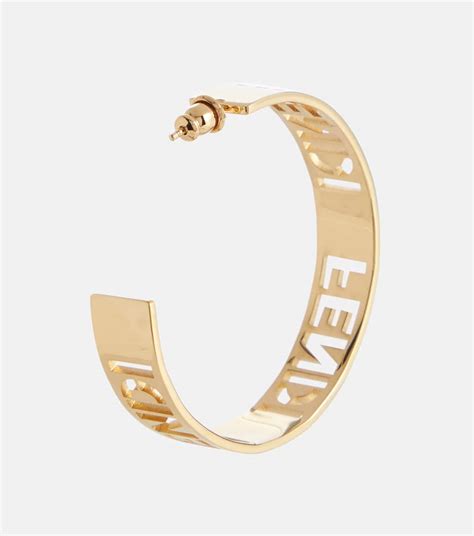 fendi logo stud earrings|fendi baguette hoop earrings.